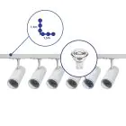 Bright Choice Ensemble complet Rail Monophasé Rail L 1,5 x 1,5 Mètre Blanc | incl. 6x Spot + GU10 2700K 3W Dimmable + Embout, Connecteur d’Alimentation et L -Connecteur