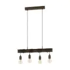 Eglo Suspension Luminaire Townshend 4 Échantillon Brun | IP20 - Convient pour 4x E27 